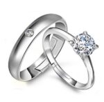 925 Silver Plated Austrian Crystal Adjustable Couple Rings M01743