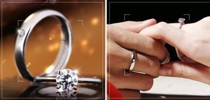925 Silver Plated Austrian Crystal Adjustable Couple Rings M01743