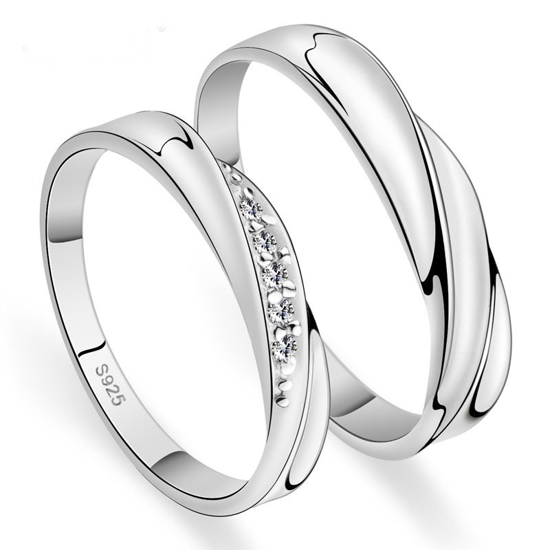 925 Silver Plated Austrian Crystal Adjustable Couple Rings M01752 1 925 Silver Plated Austrian Crystal Adjustable Couple Rings M01752