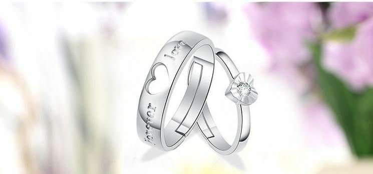 925 Silver Plated Couple Adjustable Rings M01609