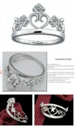 925 Silver Plated Zircon Stones Couple Rings M01596