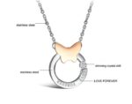 Butterfly Couple Titanium Steel CZ Diamond Inlaid Necklaces M01266