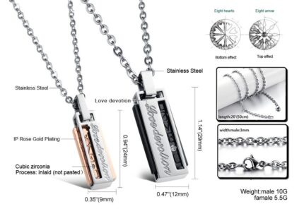 Korean Couple Titanium Steel CZ Diamond Inlaid Necklaces M01248