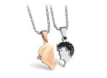 Korean Couple Titanium Steel CZ Diamond Inlaid Necklaces M01259