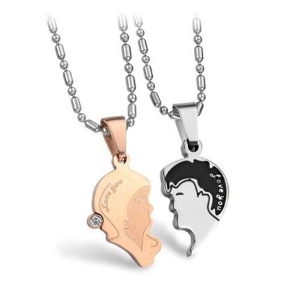 Korean Couple Titanium Steel CZ Diamond Inlaid Necklaces M01259