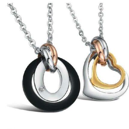 Lover's Gift Rhinestone Titanium Steel Couple Necklaces M00453