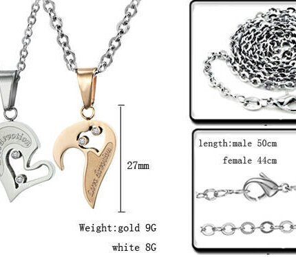 Lovers Gift Titanium Stainless Steel Couple Necklaces M01384