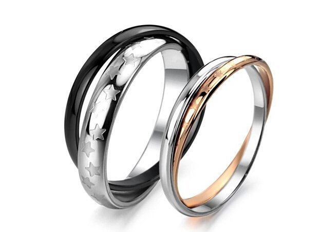 Lovers Gift Titanium Stainless Steel Couple Rings M01349 1 Lovers Gift Titanium Stainless Steel Couple Rings M01349