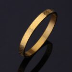 316L Stainless Steel 18K Real Gold Plated Nickel Free 65 mm 2.6 inches Bangle M01575