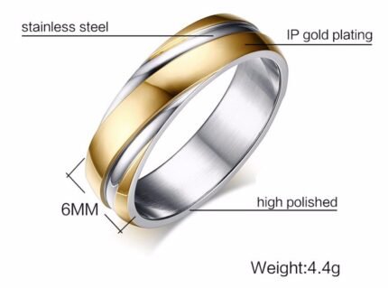 316L Stainless Steel 18K Real Gold Plated Ring M01727