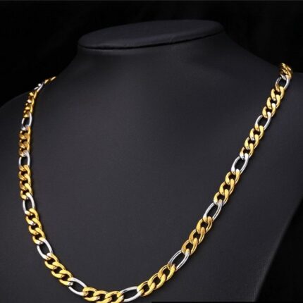 316L Stainless Steel Platinum and Gold Plated Necklace M01595