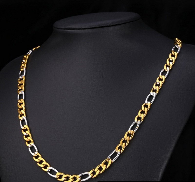 316L Stainless Steel Platinum and Gold Plated Necklace M01595