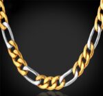 316L Stainless Steel Platinum and Gold Plated Necklace M01595