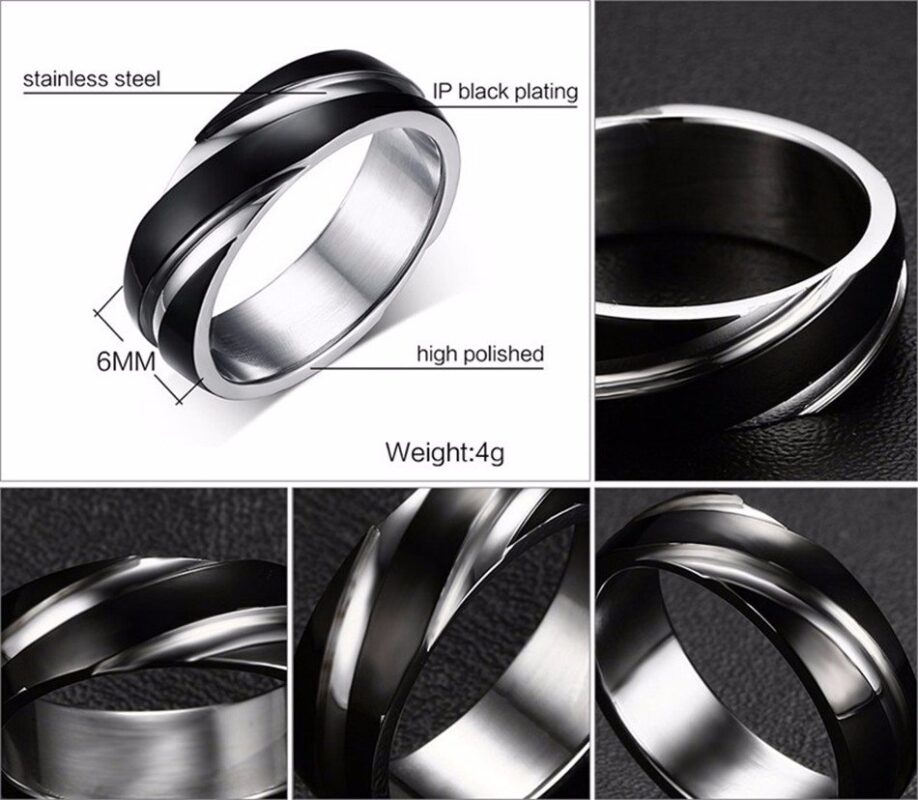 316L Stainless Steel Titanium Plated Men Ring M01726