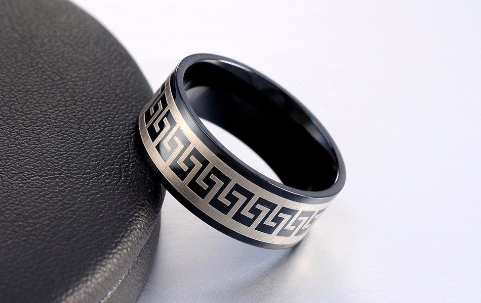 316L Stainless Steel Titanium Plated Men Ring M01729 1 316L Stainless Steel Titanium Plated Men Ring M01729