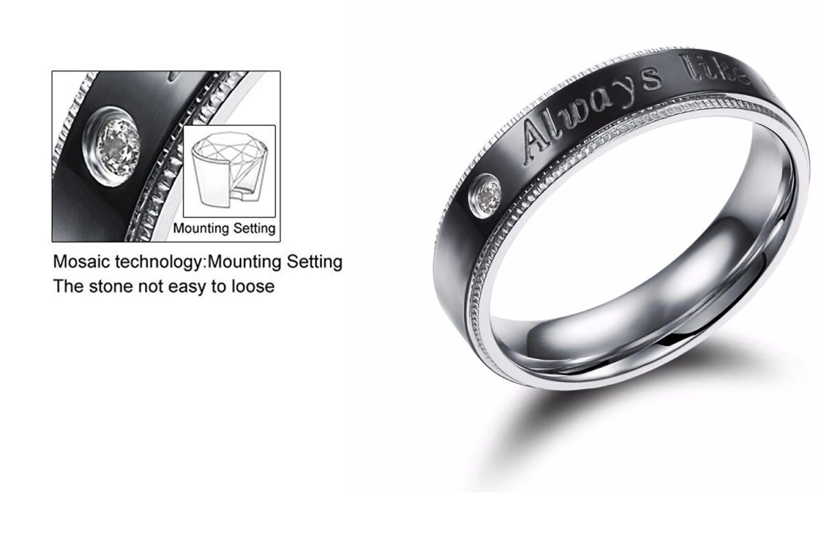 316L Stainless Steel Titanium Plated Men Size 8 Ring M01792