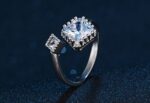 925 Silver Plated Adjustable Austrian Crystal Ring M01719