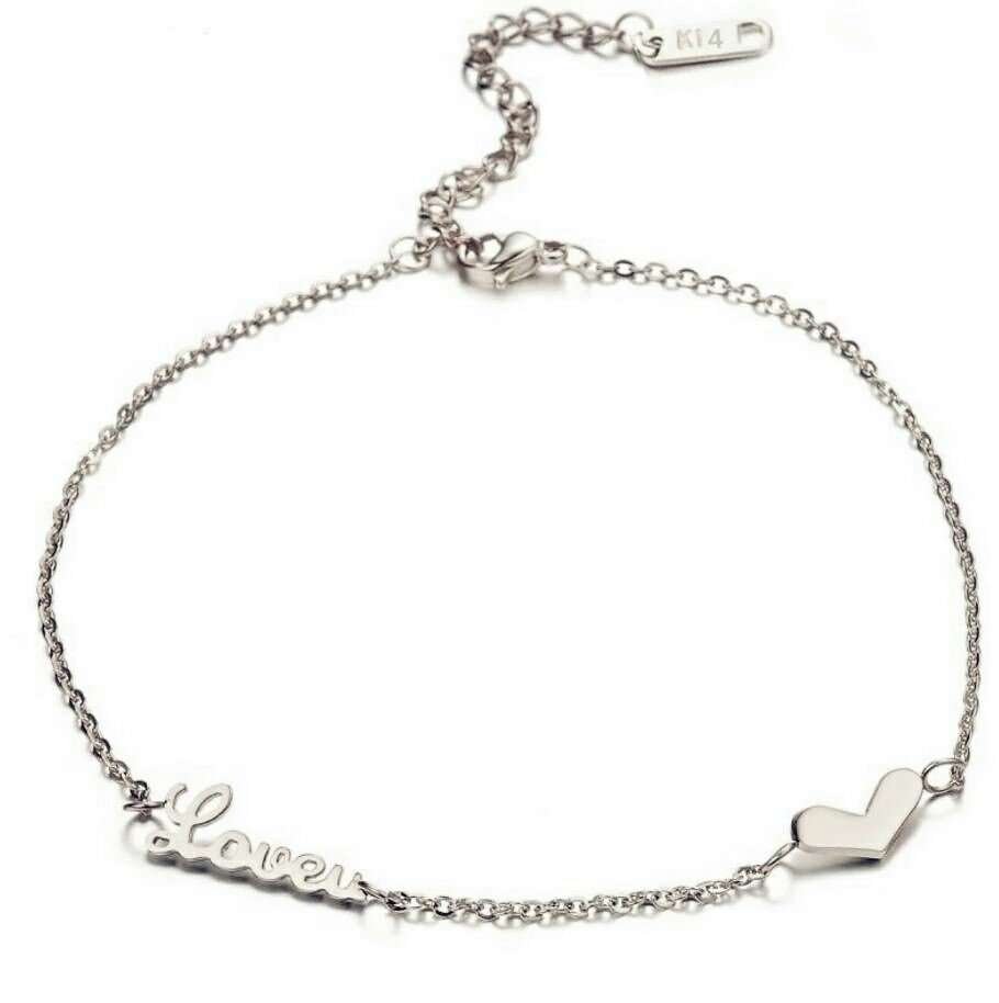 925 Silver Plated Anklet LOVE Bracelet M01679 1 925 Silver Plated Anklet LOVE Bracelet M01679