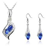 925 Silver Plated Austrian Crystal Blue Jewelry Set M01961
