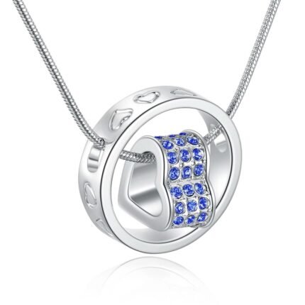 925 Silver Plated Austrian Crystal Blue Necklace M02176
