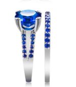 925 Silver Plated Austrian Crystal Blue Ring M01703