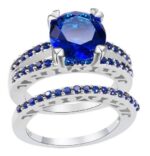 925 Silver Plated Austrian Crystal Blue Ring M01703