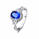 925 Silver Plated Austrian Crystal Blue Ring M01714