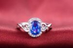 925 Silver Plated Austrian Crystal Blue Ring M01714