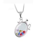 925 Silver Plated Austrian Crystal Bottle Necklace M02096