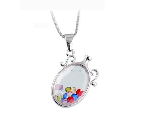 925 Silver Plated Austrian Crystal Bottle Necklace M02096