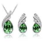 925 Silver Plated Austrian Crystal Green Jewelry Set M02150