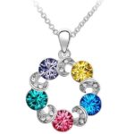 925 Silver Plated Austrian Crystal Multi Color Necklace M02073
