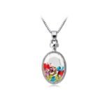 925 Silver Plated Austrian Crystal Oval Necklace M02097