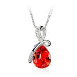 925 Silver Plated Austrian Crystal Red Necklace M02161