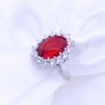 925 Silver Plated Austrian Crystal Red Ring M01682
