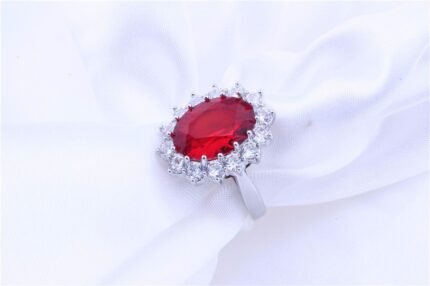 925 Silver Plated Austrian Crystal Red Ring M01682