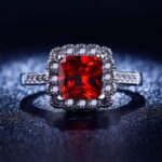 925 Silver Plated Austrian Crystal Red Ring M01699