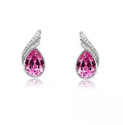 925 Silver Plated Austrian Crystal Rose Earrings M02140 1 925 Silver Plated Austrian Crystal Rose Earrings M02140