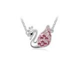 925 Silver Plated Austrian Crystal Rose Necklace M02058