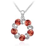 925 Silver Plated Austrian Crystal Rose Necklace M02075