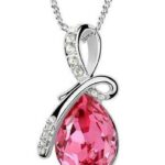 925 Silver Plated Austrian Crystal Rose Necklace M02160