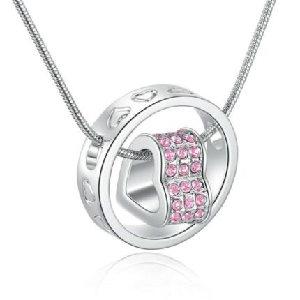 925 Silver Plated Austrian Crystal Rose Necklace M02175