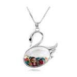 925 Silver Plated Austrian Crystal Swan Necklace M02098