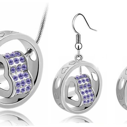 925 Silver Plated Austrian Crystal Violet Jewelry Set M02174