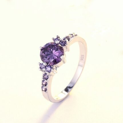 925 Silver Plated Austrian Crystal Violet Ring M01720