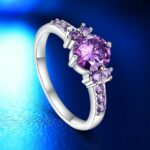 925 Silver Plated Austrian Crystal Violet Ring M01720