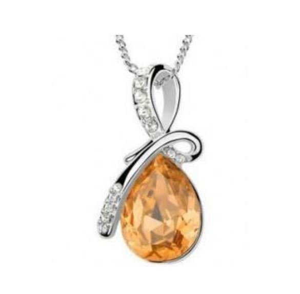 925 Silver Plated Austrian Crystal Yellow Necklace M02165 1 925 Silver Plated Austrian Crystal Yellow Necklace M02165