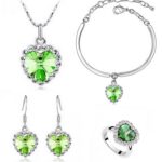 925 Silver Plated Austrian Crystals Green Jewelry Set M02049