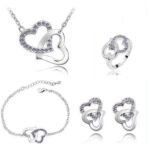 925 Silver Plated Austrian Crystals Purple Jewelry Set M02019