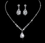 925 Silver Plated Bridal Crystals Jewelry Set M02044